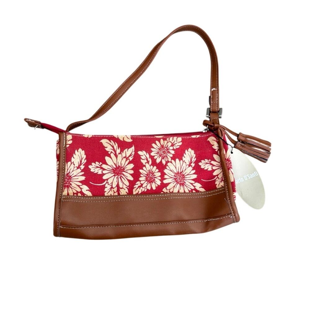 Carlo D'Santi Y2K Red Floral Boho Purse Tassel Tropical Small